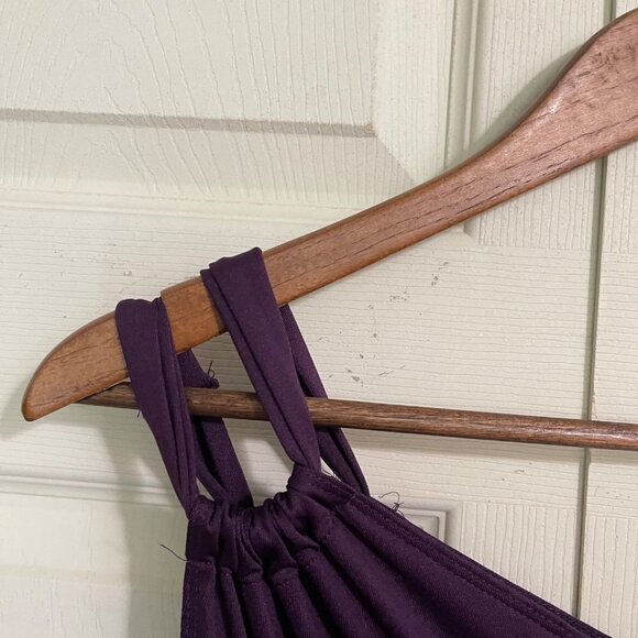 Womens Purple Sleeveless Strappy One Shoulder Y2K Ruche Stretch Mini Dress Small - Picture 4 of 5